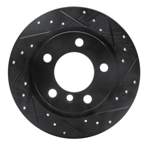 Mini Cooper Countryman Brake Rotor (1) - Rear Right - R1 Concepts - Drilled & Slotted - Black - `11-`16
